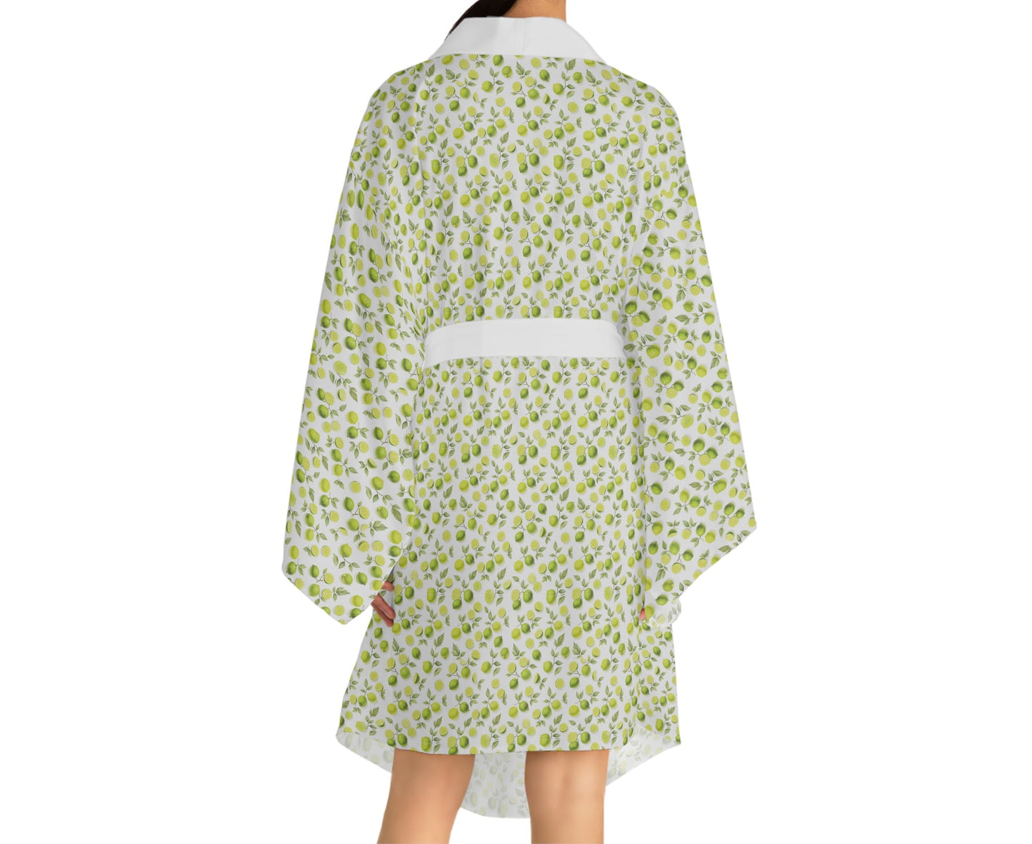 Lime d’Été Satin Kimono Robe