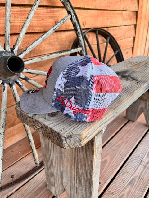 United State of Florida Trucker - Heather Gray/Flag ❤️🤍💙