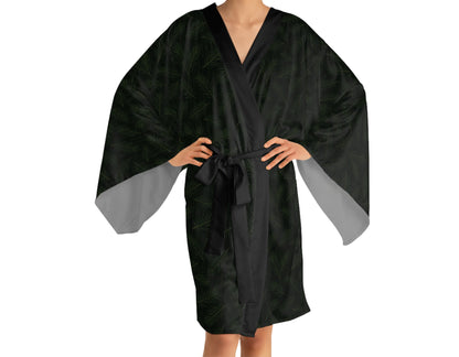 Pine Shadow Camo Satin Kimono Robe