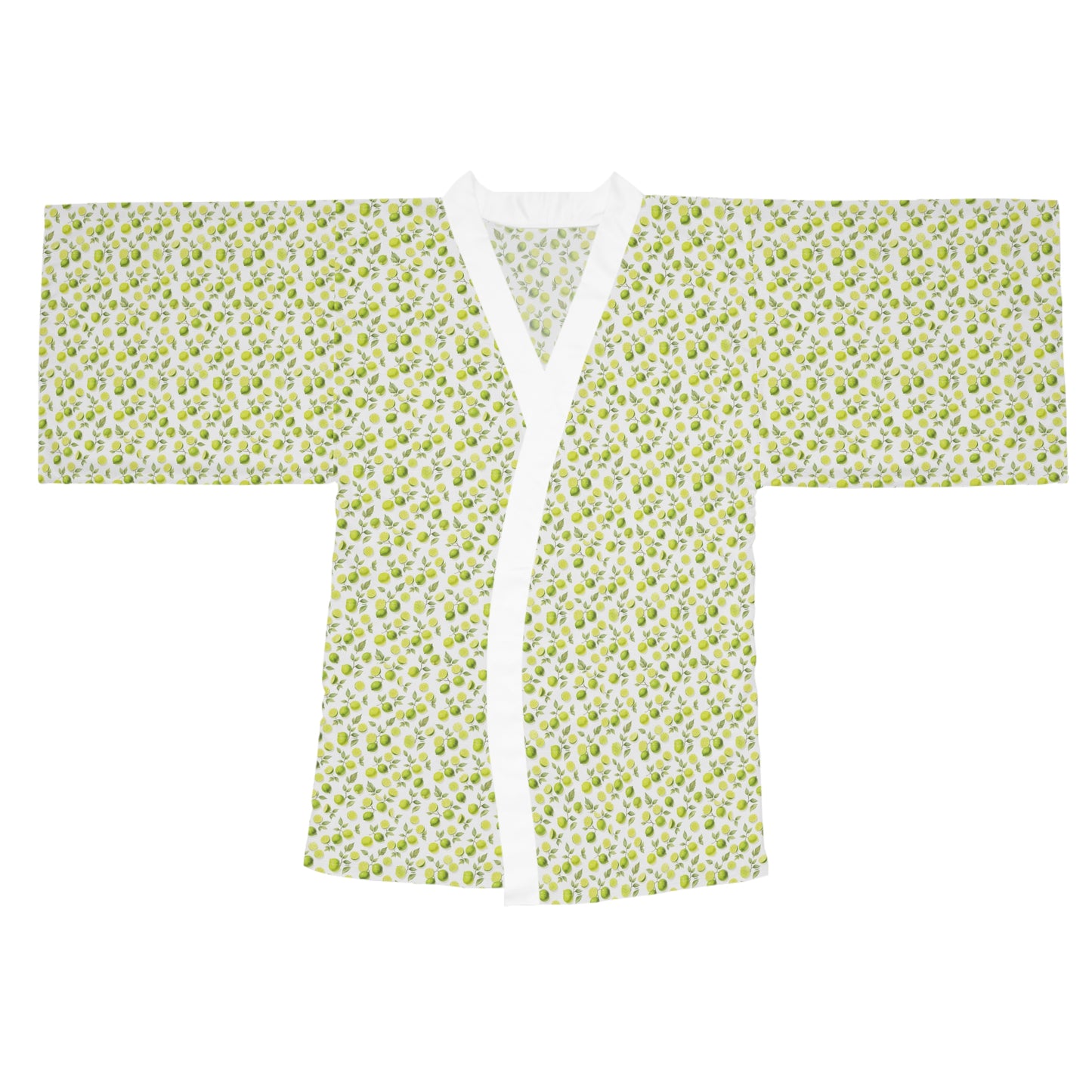 Lime d’Été Satin Kimono Robe