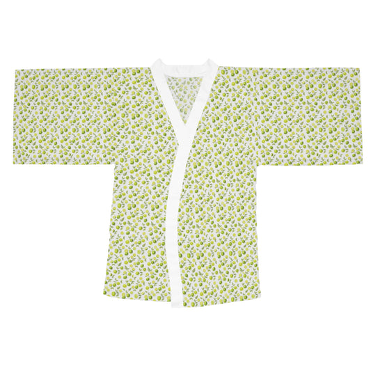 Lime d’Été Satin Kimono Robe