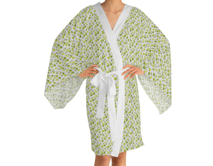 Lime d’Été Satin Kimono Robe