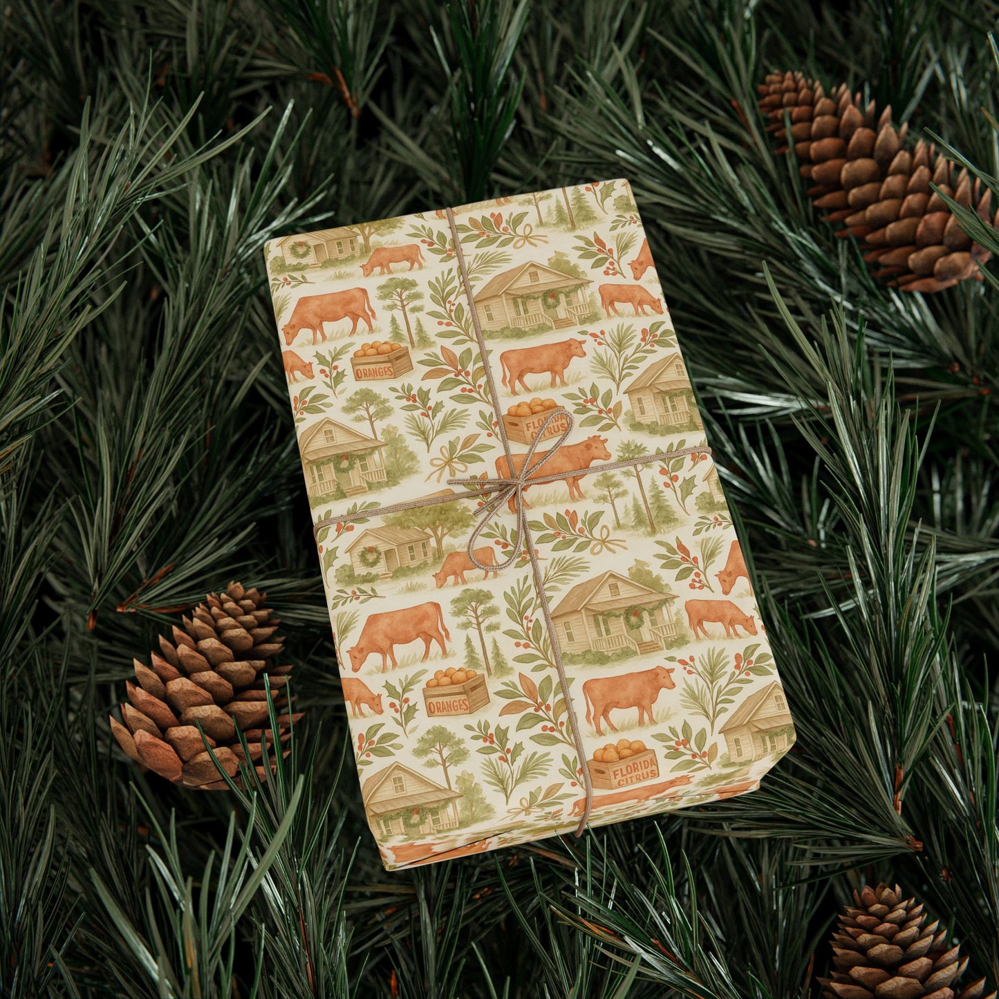 Cracker Country Christmas Wrapping Paper🍊🐄