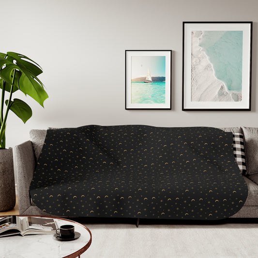 Midnight Stardust Sherpa Throw Blanket