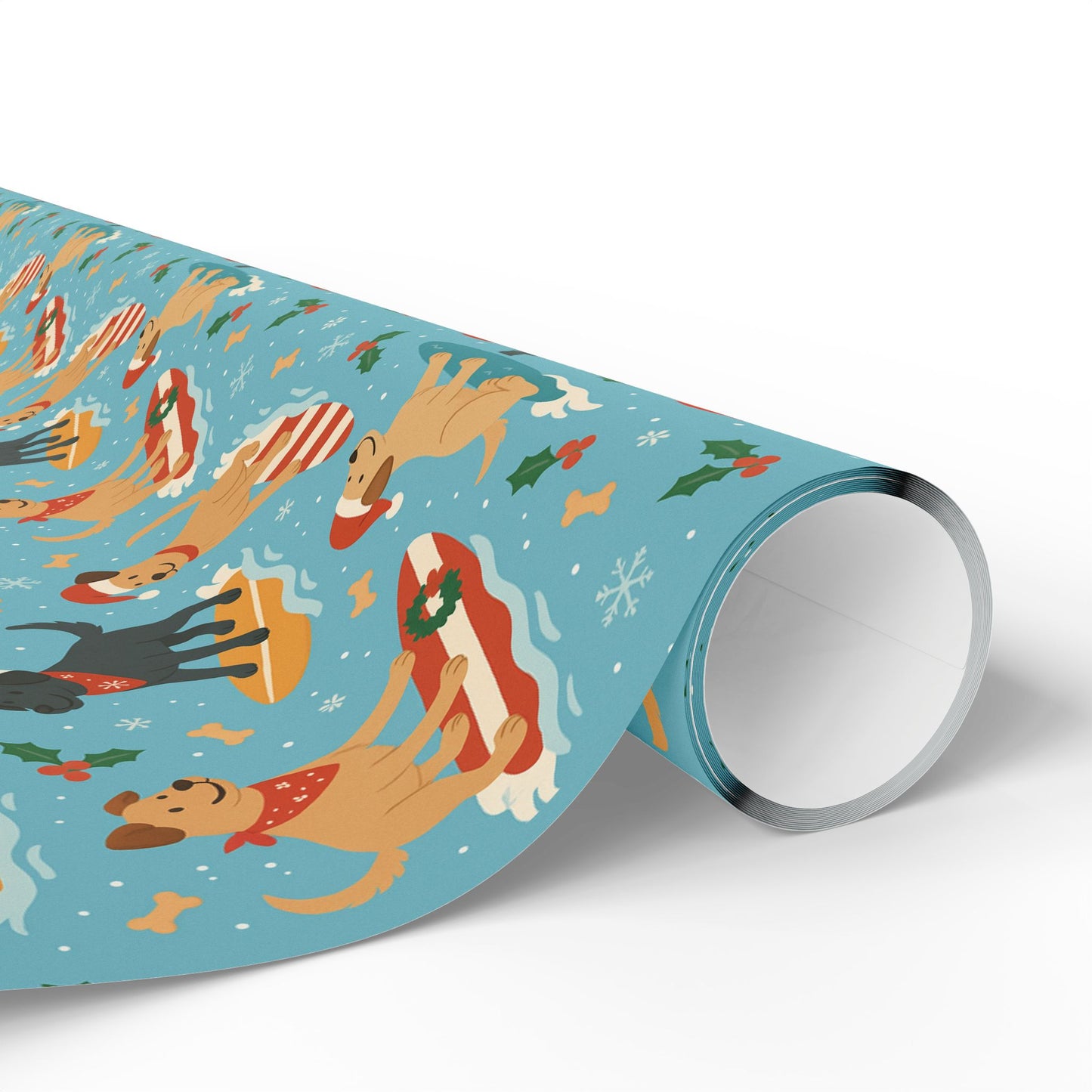 Surfin' Santa Paws Wrapping Paper