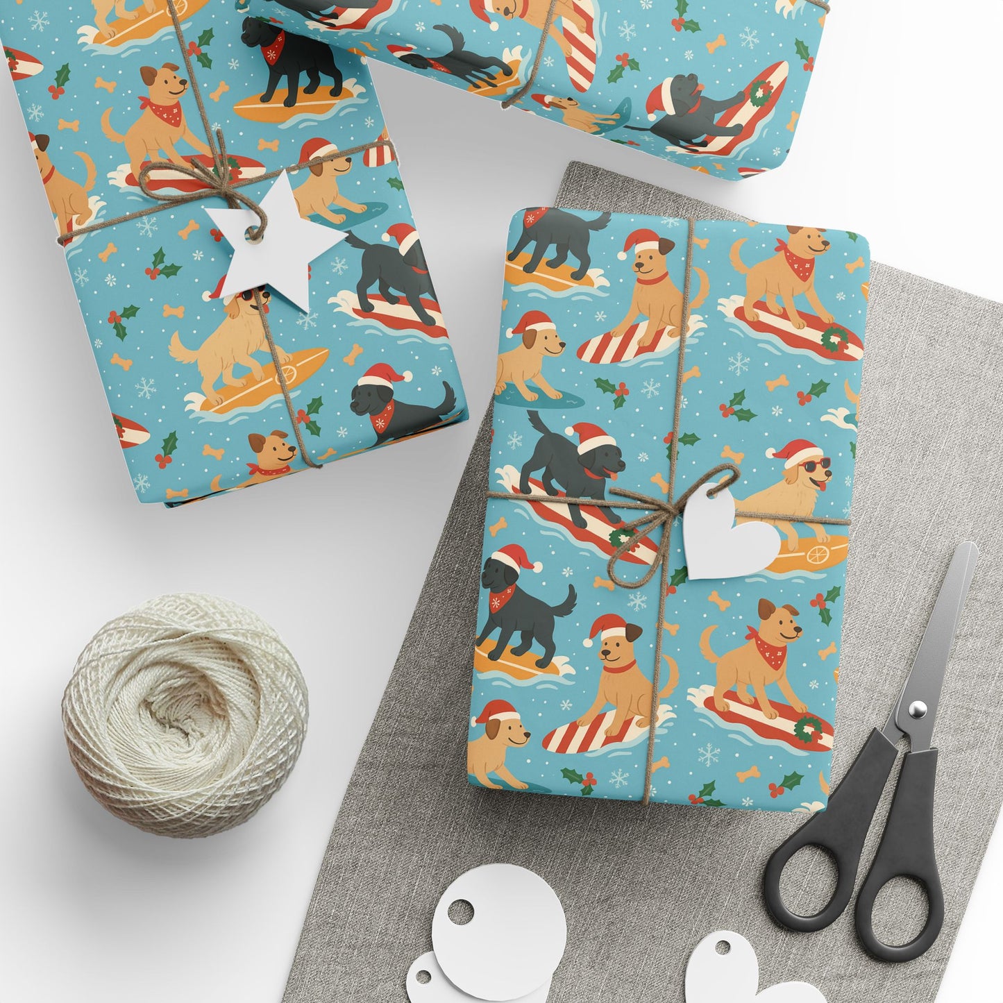 Surfin' Santa Paws Wrapping Paper