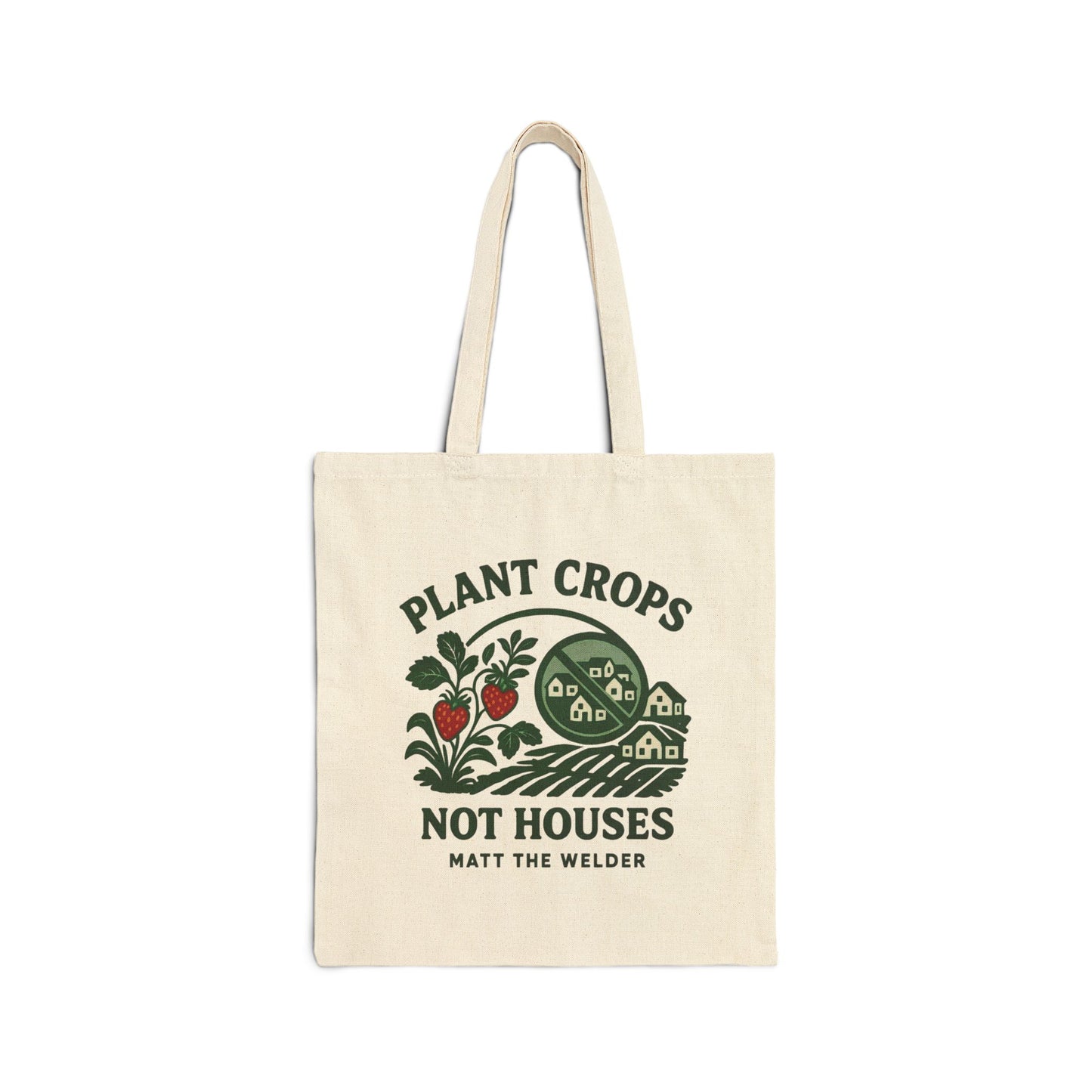Plant Crops, Not Houses Eco Cotton Canvas Tote Bag🍓