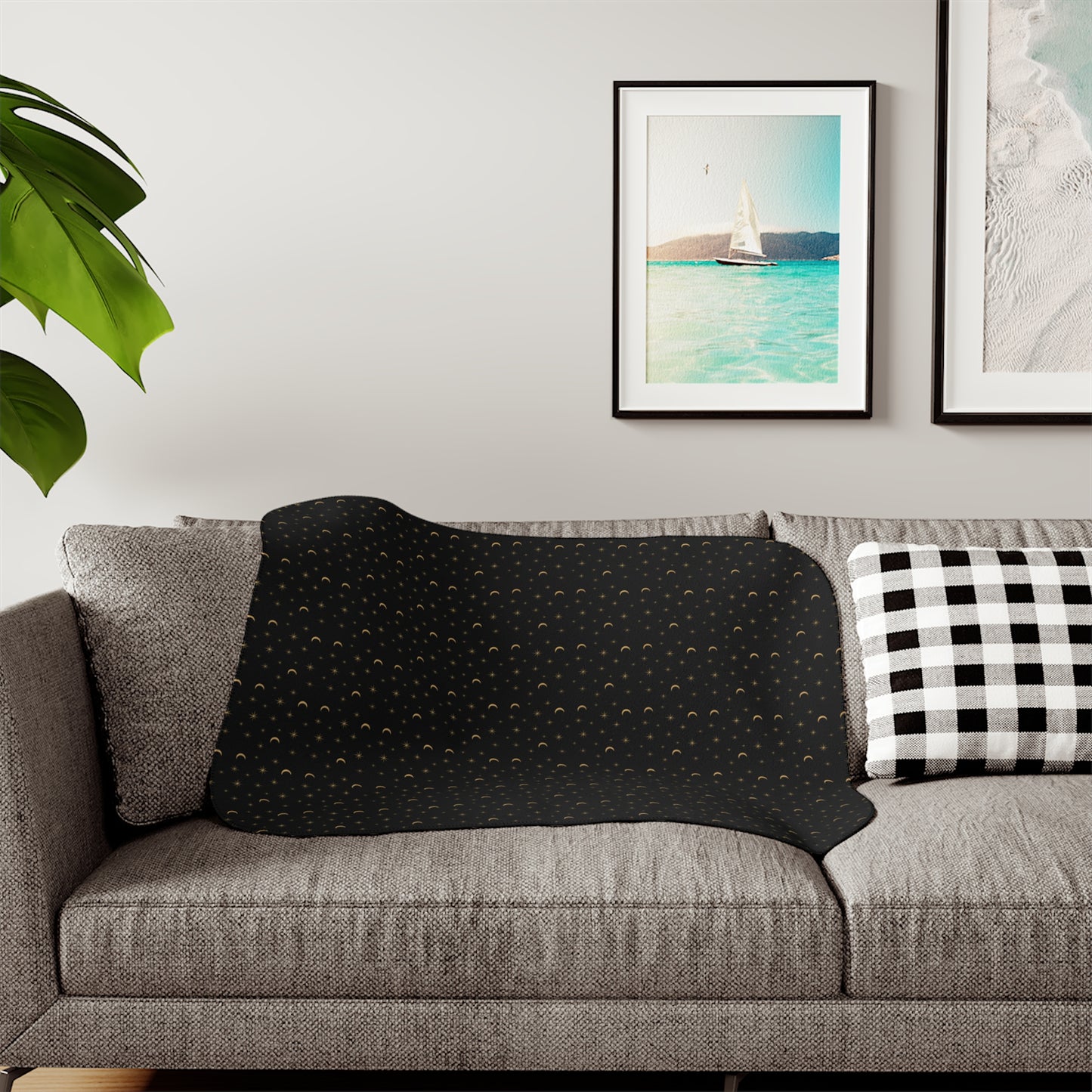 Midnight Stardust Sherpa Throw Blanket