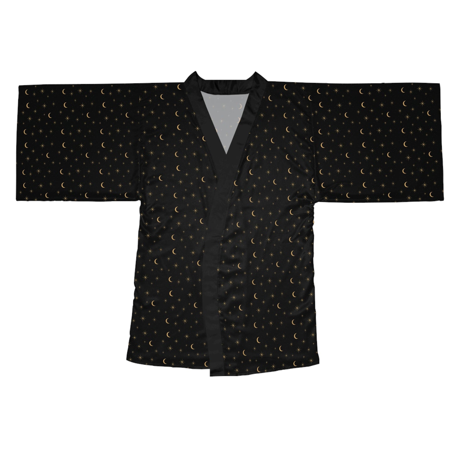 Midnight Stardust Satin Kimono Robe
