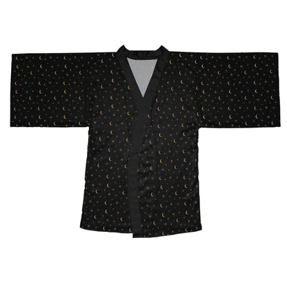 Midnight Stardust Satin Kimono Robe