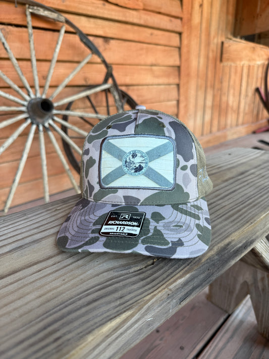 FLOrigins Charter Captain Marsh Camo/Loden Trucker - The FloBro Show
